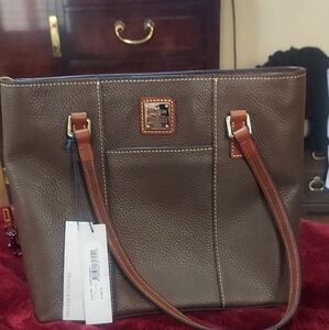 Dooney & Bourke Brown Leather Shoulder Bag with Structured Design